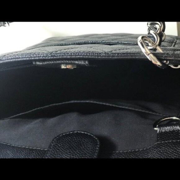 Chanel Petite Qulited Caviar Black Leather Shopping Tote with Silver Hardware - Picture 2 of 8